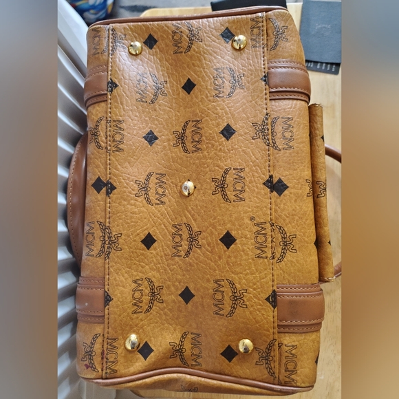 MCM Visetos Satchel in Cognac w/MCM Charm - Picture 15 of 17